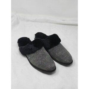 BEARPAW Women's Ladon Slipper Scuff Pewter Glitter Knit Size 10